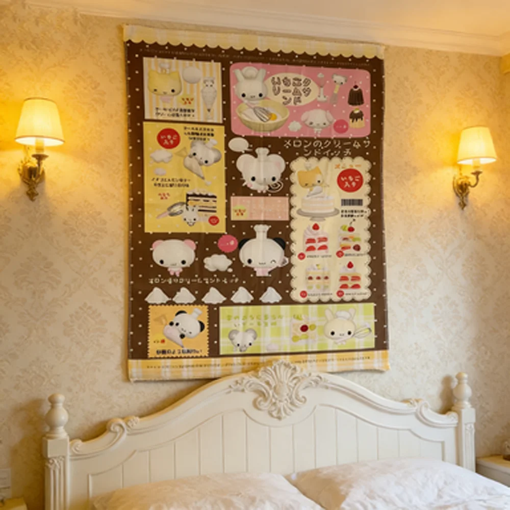 Cute Baking Series Small Tapestry Vintage Style Dormitory Home Wall Decor Background Cloth Bedroom Headboard Decor