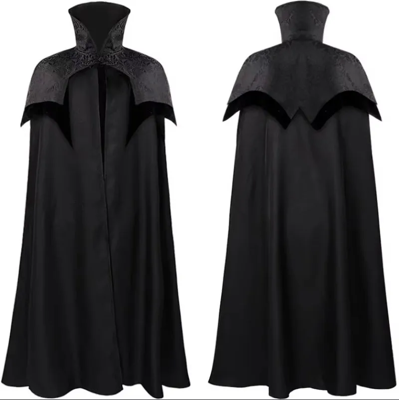 Halloween Cosplay Medieval Men's Steampunk Noble Gothic Long Cloak Big Hem Vampire Cape Darcula Poncho Carnival Dress Up Party