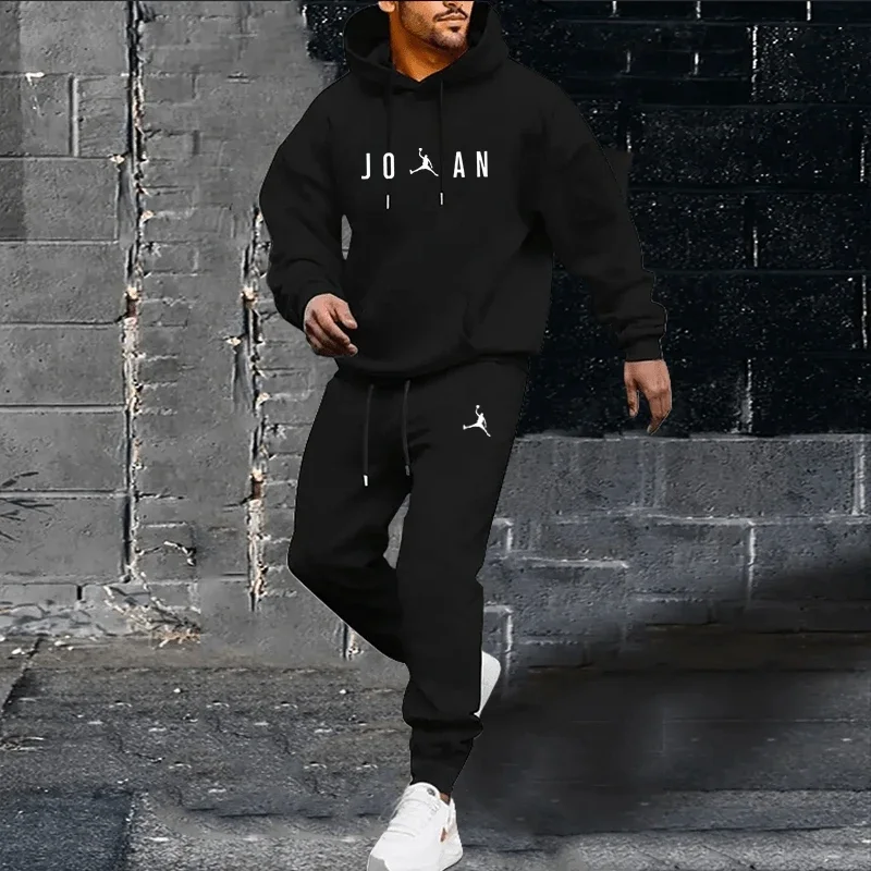 

Autumn and winter men's brand clothing fashion pullover hoodie + trousers 2 sets of leisure fitness jogging sportswear set