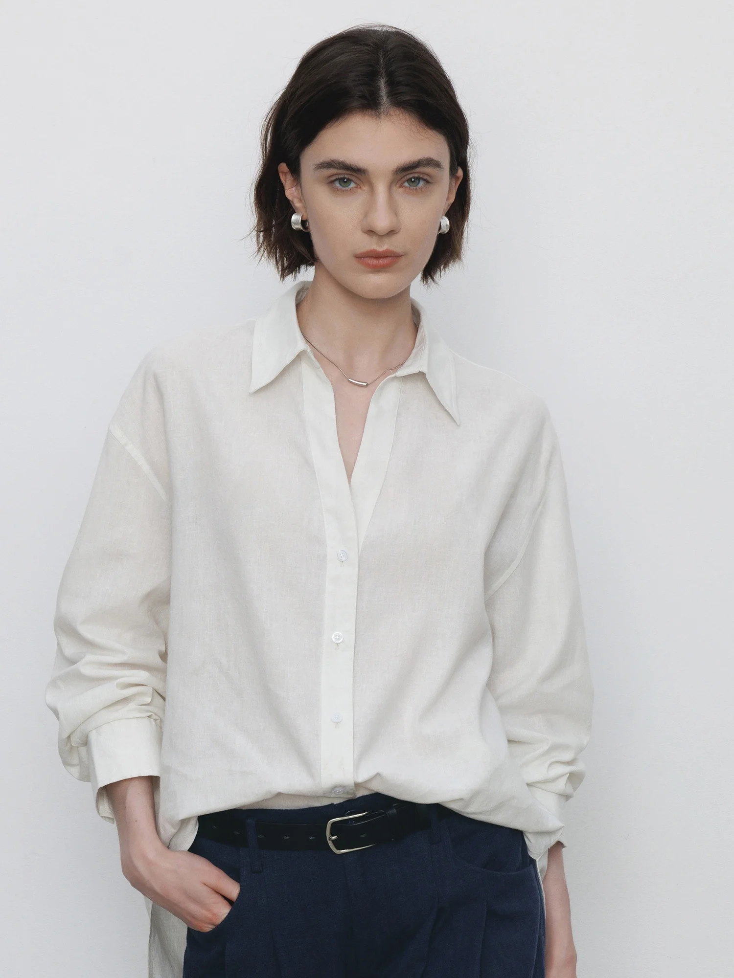 

Maiherer White Loose Women's Shirt Sun Protection Casual Style Spring Summer Fashionable Loose Fit Breathable Polyester