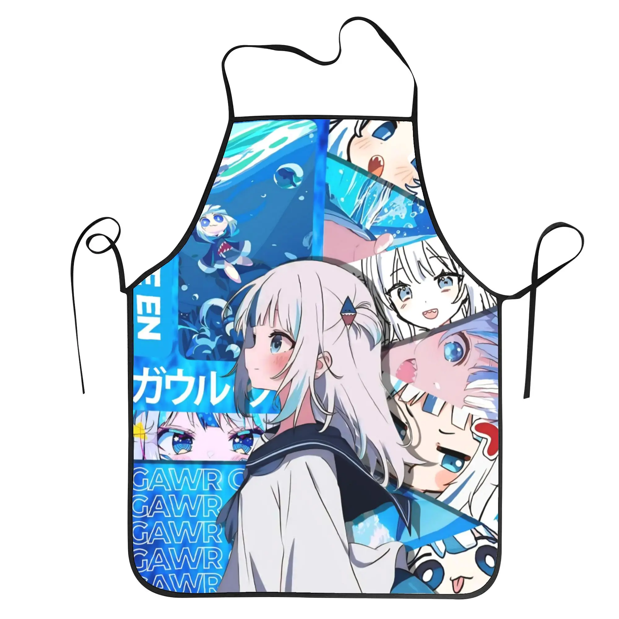 

Фартук Gawr Gura Kimono Saba Sameko для барбекю, кухонные принадлежности для взрослых, милые фартуки для уборки без карманов