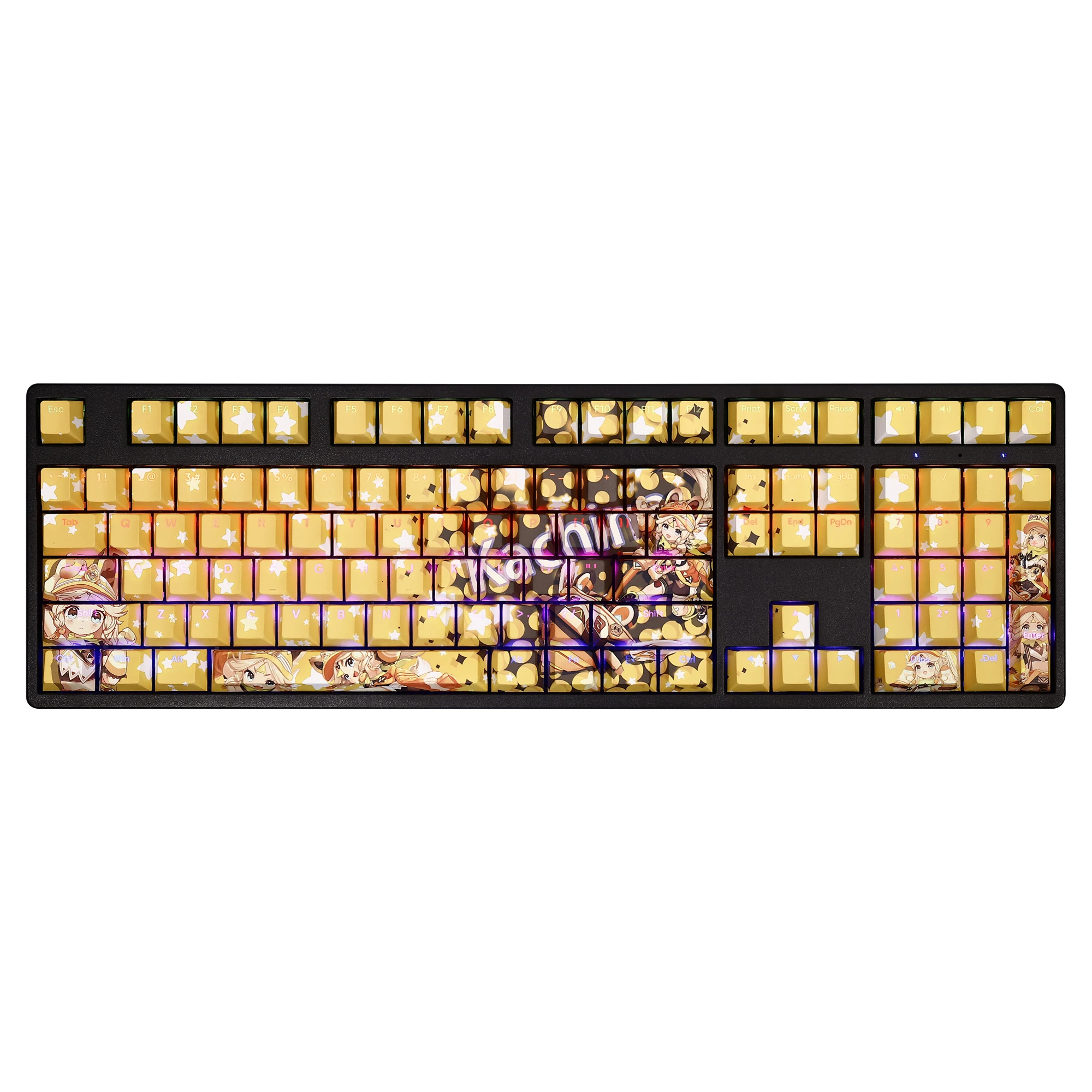 Kachina PBT 108 Key Caps Genshin Impact Key Cover DYE Sublimation Cherry Cross Axis Switch Keycap for Mechanical Keyboard Gift