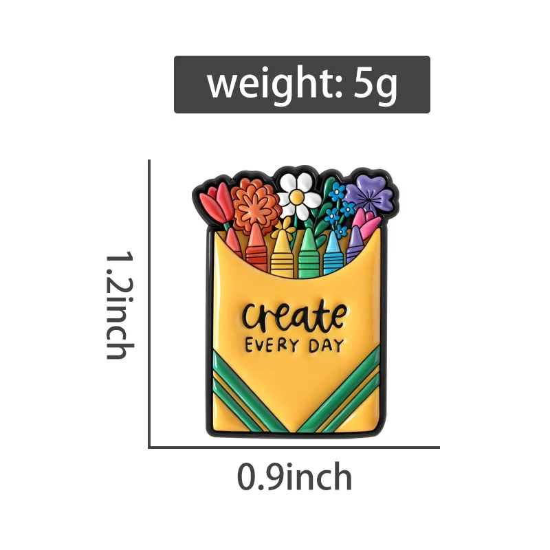 Colored Flower Crayons Enamel Pin 