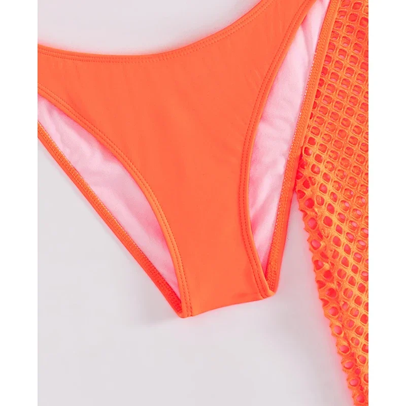 비키니 세트 수영복 여성 섹시 트라이앵글 레이스업 끈 마이크로 비키니 원숄더 드레스 커버업 2025 신상 비치 3피스 수영복