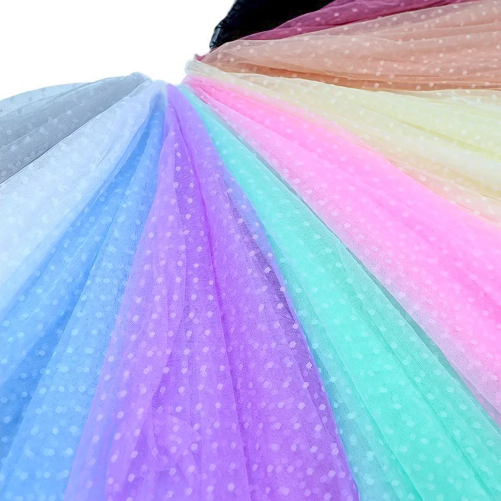 

Multi-color Dot Mesh Soft Fabric DIY for Garment Home Textile Curtain Decoration Party Supplies Sewing Handwork Craft 150cm Wide