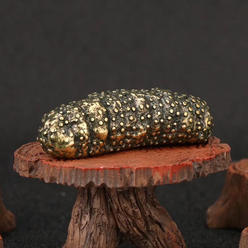 1 PC Vintage Brass Sea Cucumber Ornament Antique Imitation Fun Prank Tea Pet Office Desk Decor Craft Creative Copper Miniatures