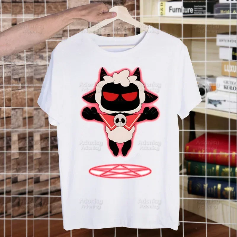 Cartoon Cult of The Lamb Printed T Shirt Men Retro Tops Tees Harajuku Cartoon Video Game Tshirt Streetwear Hip Hop Male T-shirts