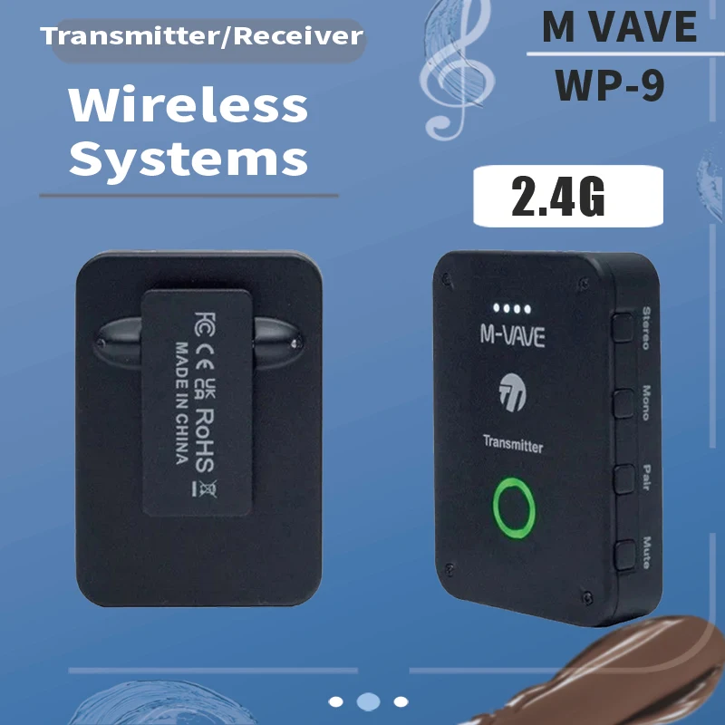 M-VAVE WP-9 2.4GHz Wireless IEM Monitor System Rechargeable Stereo Mono Transmitter Receiver for Stage Band Live Show
