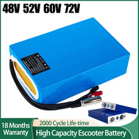 36V 20Ah Ebike Batteria Pack PVC 48V 52V 60V 72V 20Ah 24Ah Electric Bicycle Escooter 18650 Battery for 250W-3000W Motor