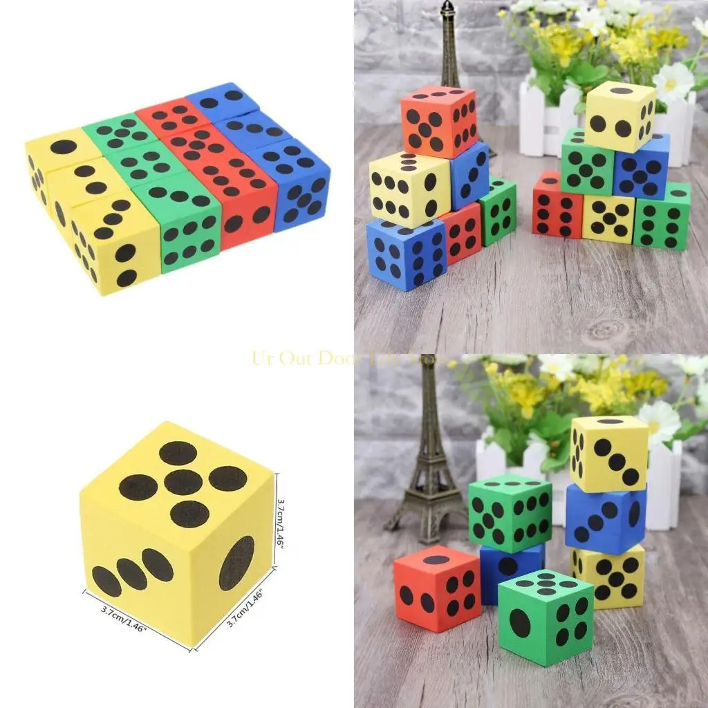 

77UF Foam Set 12 Pack of Assorted Colorful Big Square Blocks for Building, Educational Math Teaching, Pastime