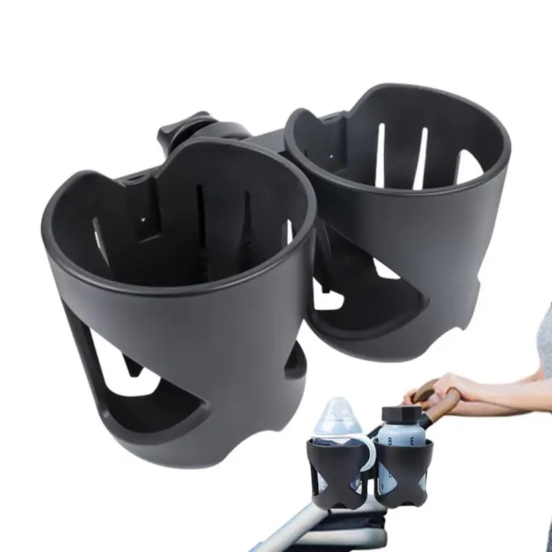 

Wheelchair Cup Holder 2-in-1 Stroller Double Cup Holder Caliber Designed Cup Holder For Bike Walker Wheel Chair Car 360-degree