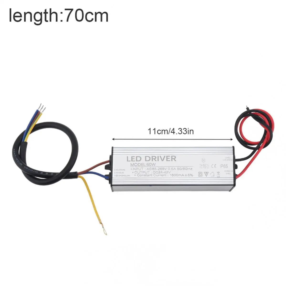 60W Waterproof LED Driver 85-265V AC TO 24-42V DC LED Power Supply Transformer Adapter Drive Power Supply