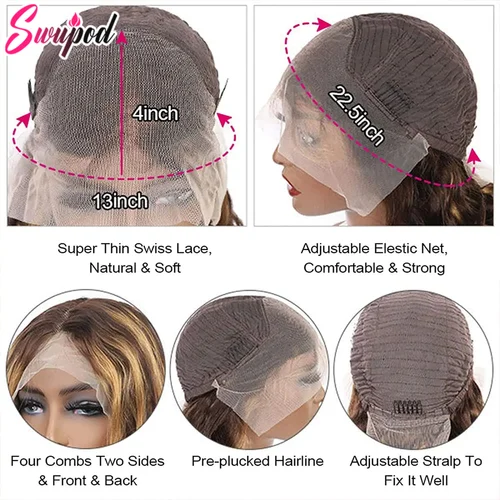 Imagen 2 del producto 250% 360 peluca llena de encaje Piano resaltado Ombre 13x6 HD peluca Frontal de encaje 13x4 frente profundo rizado cabello humano Remy sin pegamento prearrancado