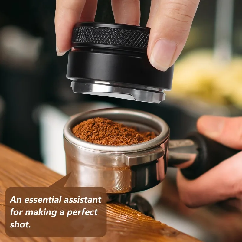 Distribuidor de Café para Porta-Filtros de 51/53/58mm, Ferramenta de Distribuição/Nivelador de Espresso com 3 Rampas Anguladas, Tamper Ajustável de Palma