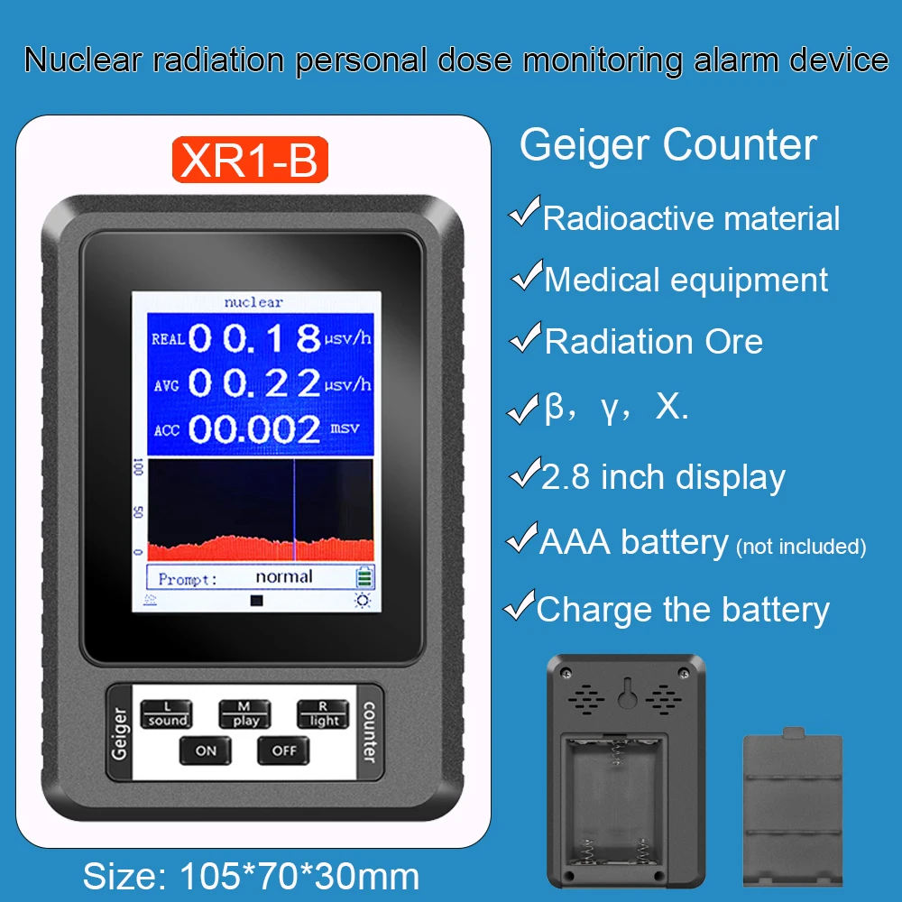 XR-1 Nuclear Radiation Detector Color Display Screen Geiger Counter Personal Dosimeter Detectors Beta Gamma X-ray