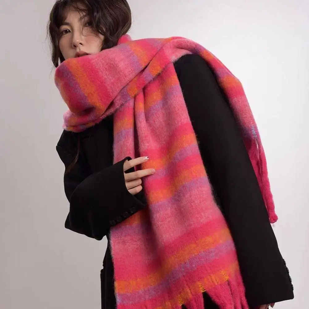 

Windproof Tassel Strip Wool Scarf Colour Matching Plush Winter Cashmere Scarves Solid Color Cashmere Shawl Long Shawl Women/Men