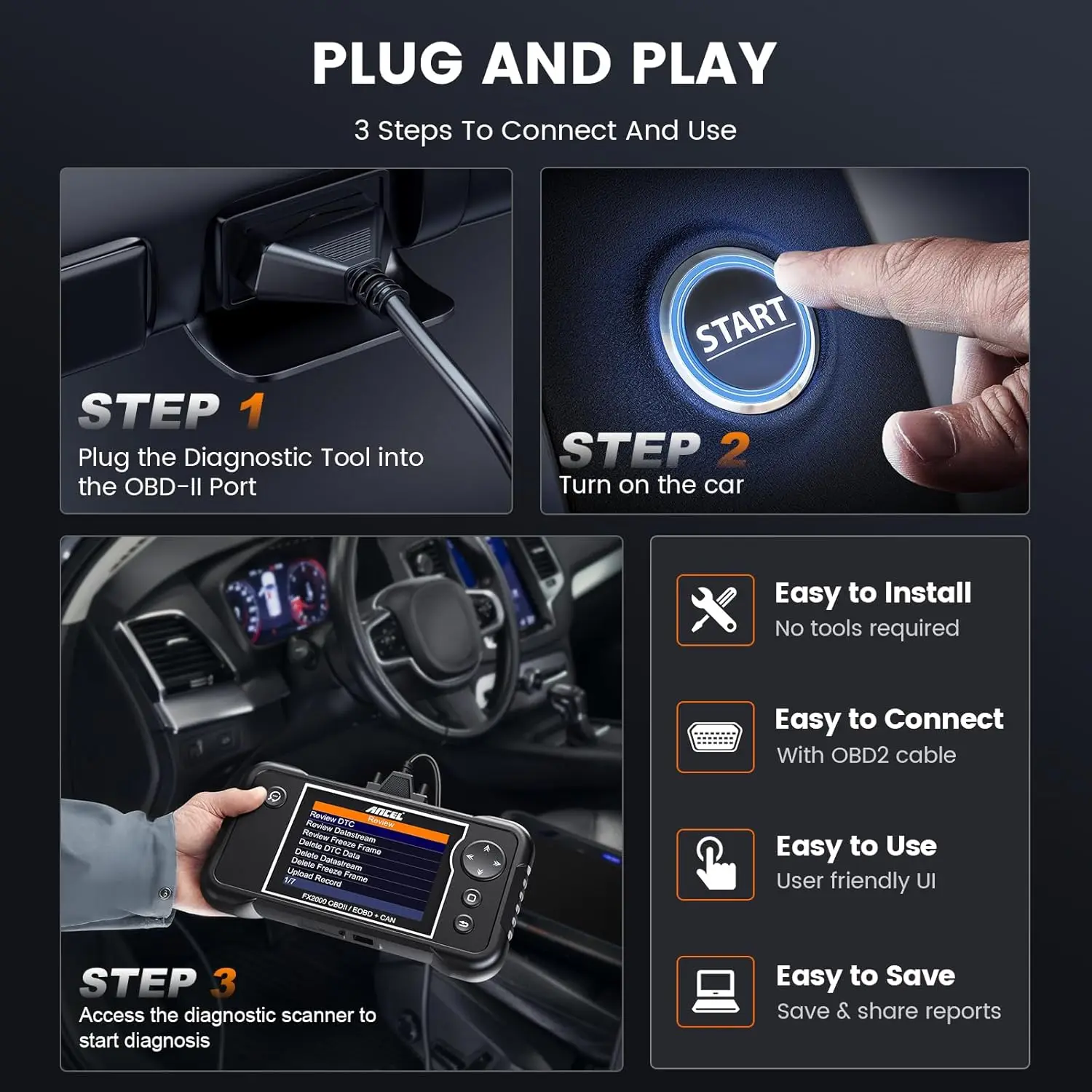 الماسح الضوئي FX2000-US Obd2، قارئ رمز نقل ABS SRS، أداة تشخيص المحرك، ترقية مجانية #2