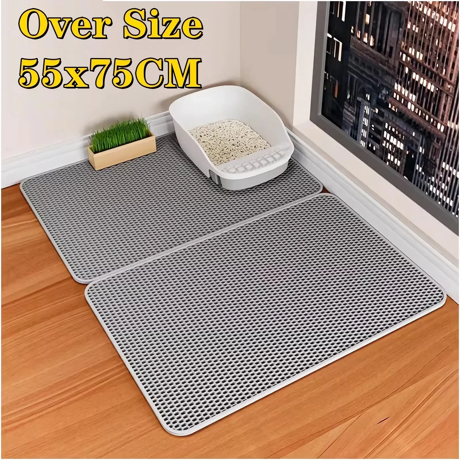 Cat Litter Mat Double Layer Waterproof Urine Proof Trapping Mat Easy To Clean Non-Slip Toilet Pad Cat Scratch Pad Large Foot Pad