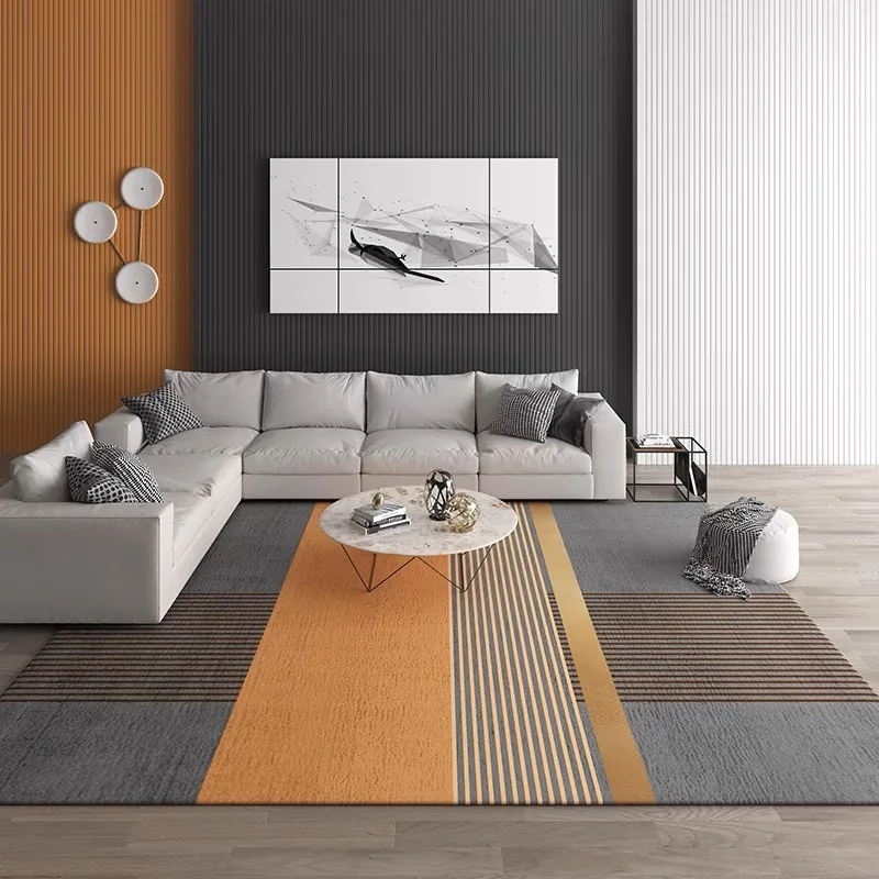 VIKAMA Light Luxury Crystal Velvet Carpet Orange Living Room Large Area Carpet Sofa Coffee Table Mat Home Bedroom Hallway Carpet