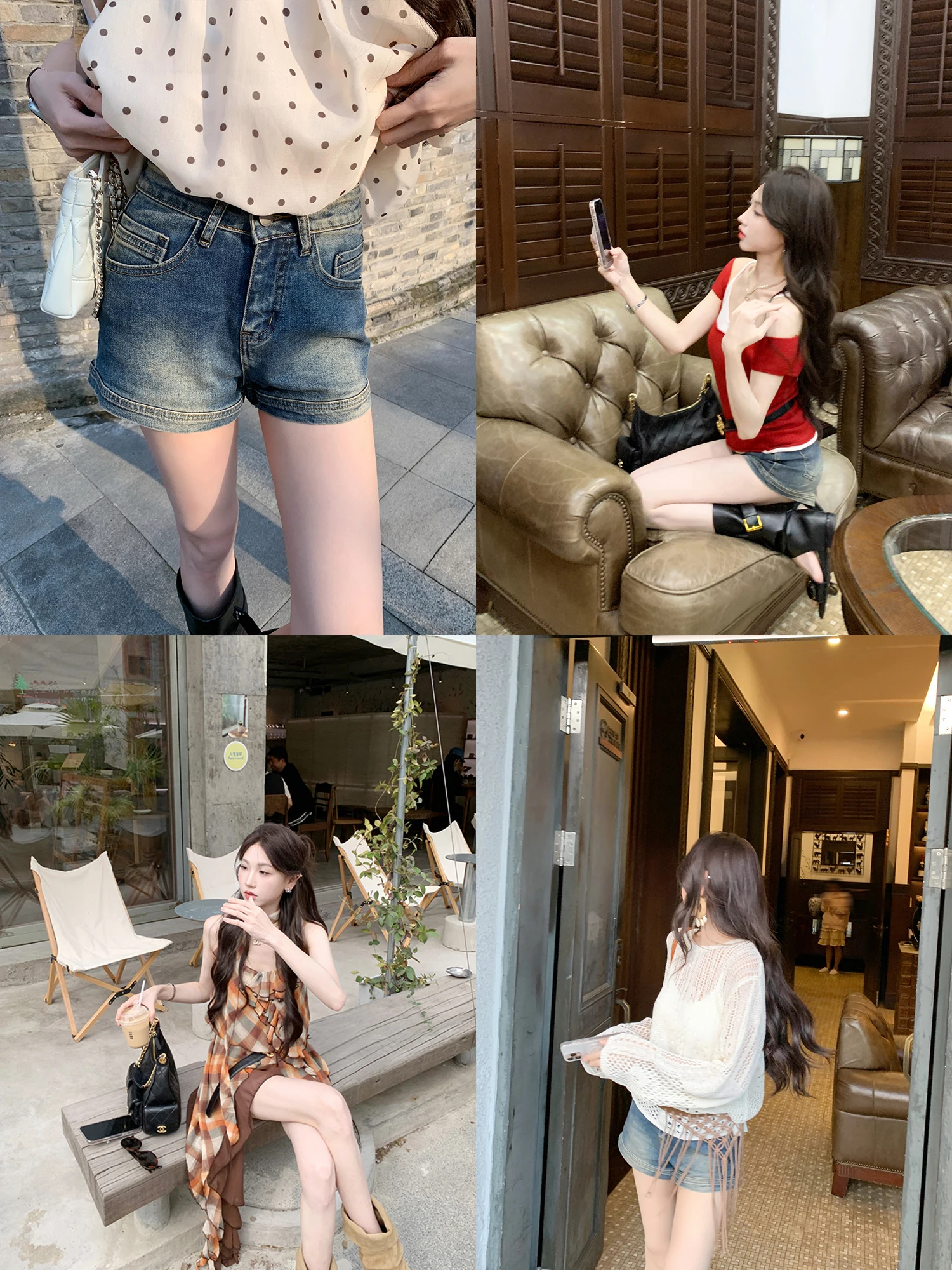 

Vintage Style High Waist Denim Shorts Women's Slim Fit A-Line Hot Pants Versatile Short Pants Elastic Polyester Fiber