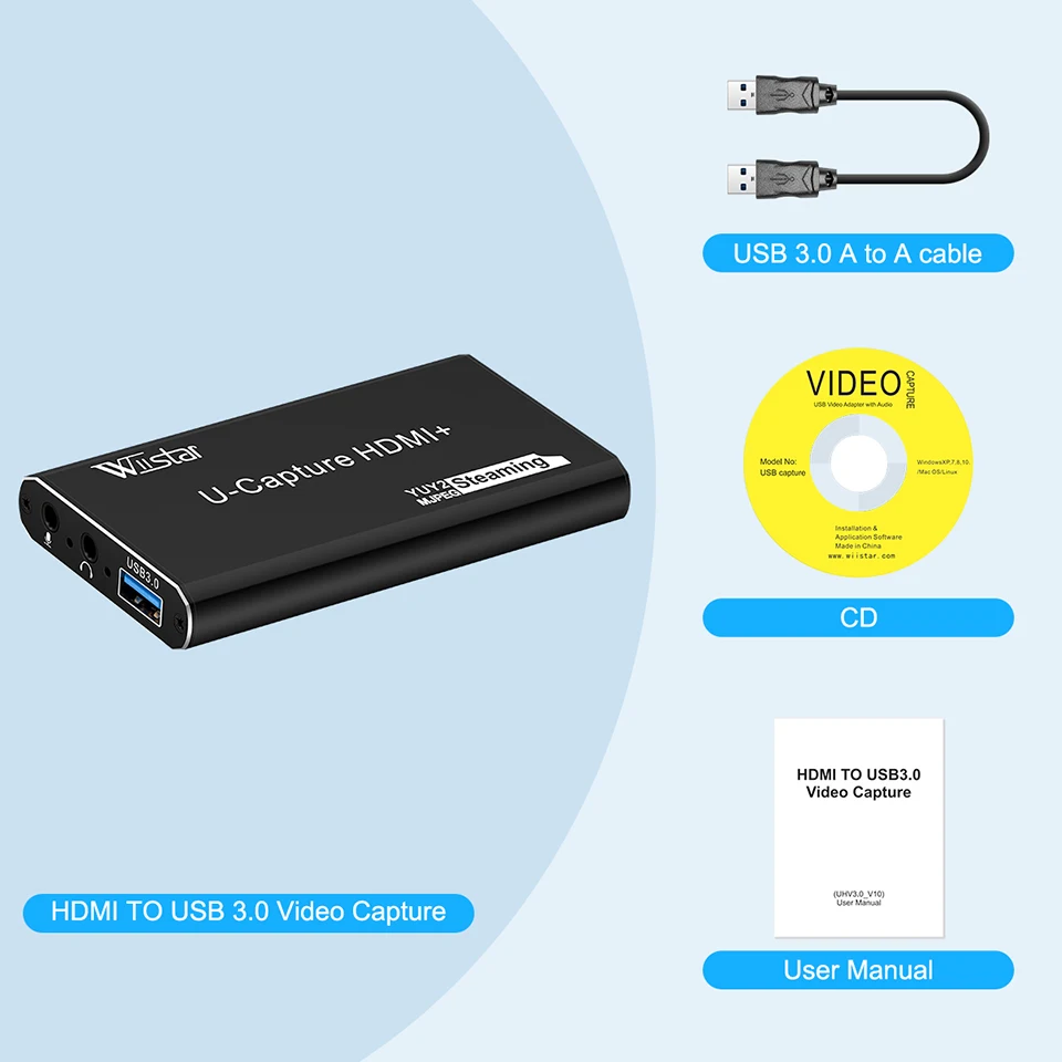 4K HDMI To USB 3.0 Audio Video Capture Card Game Recording for PS4 PS5 Camera Laptop PC Live Streaming 1080P 60fps YUY2