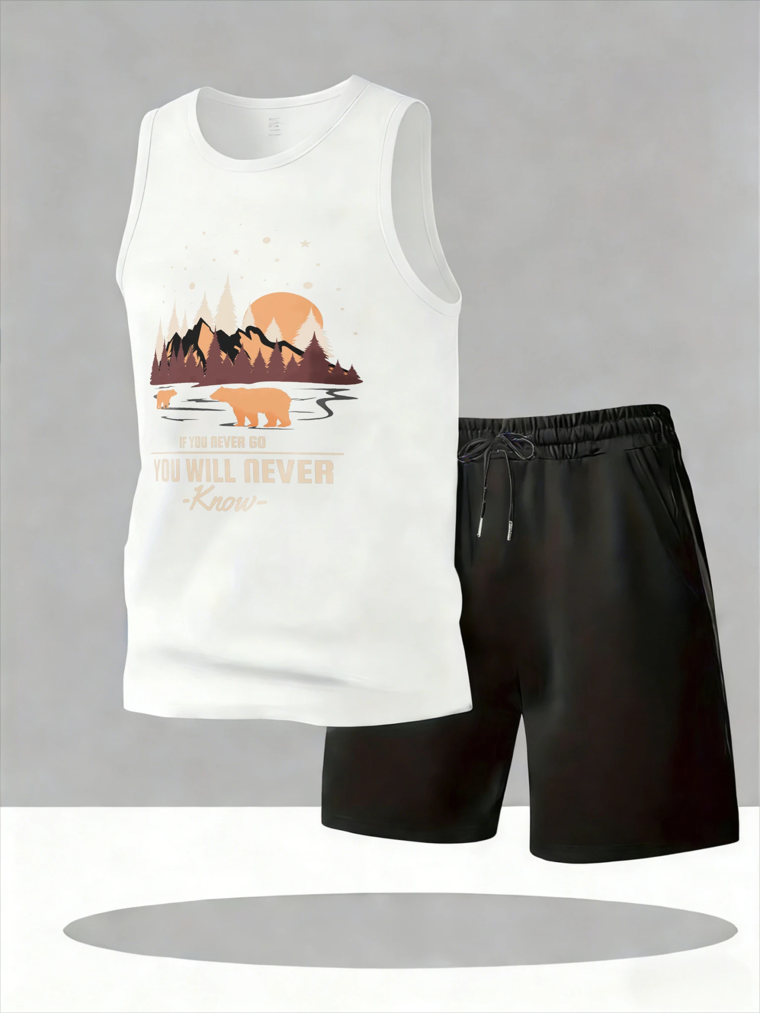 

Men's Tank Top Sets 2026 Summer Quick drying Breathable sweat suit running sports Y2k tracksuits seaside crewneck oversize