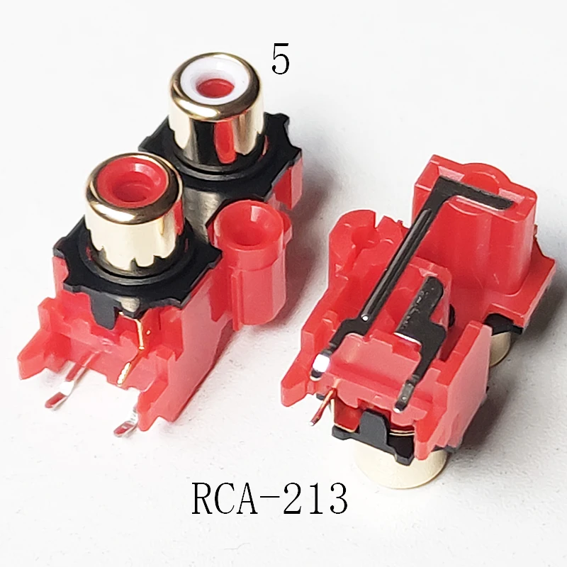 2PCS High Quality Golden RCA Connector 2/3/4/6Holes Stereo Audio Jack 90/180 Degree Sealed AV Audio Female Input Socket