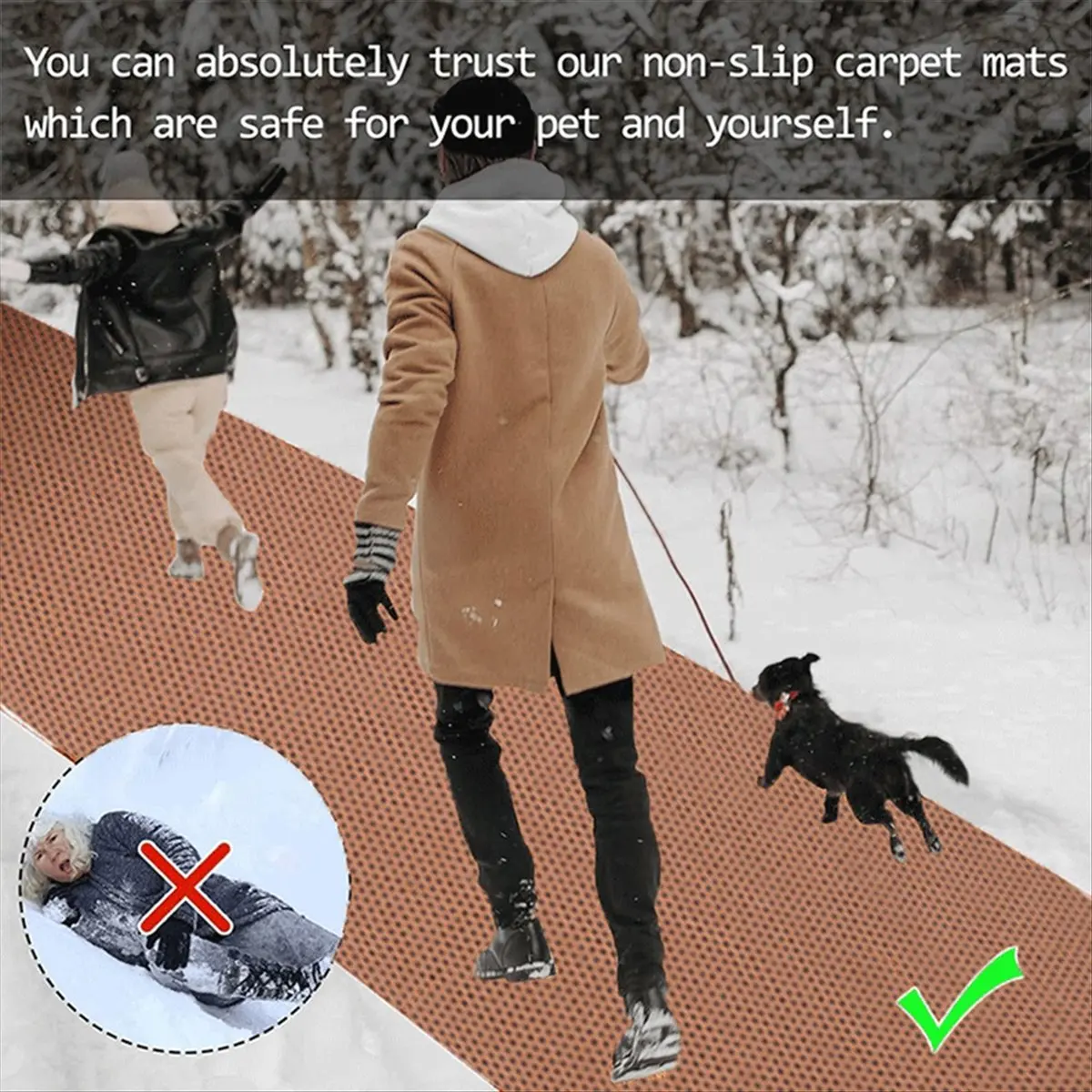 A75K No-Slip Ice and Snow Carpet Mats Felt Carpet Anti-Slip Carpet Mat for Winter Walkways Front Door Stairs Porch Outdoor M