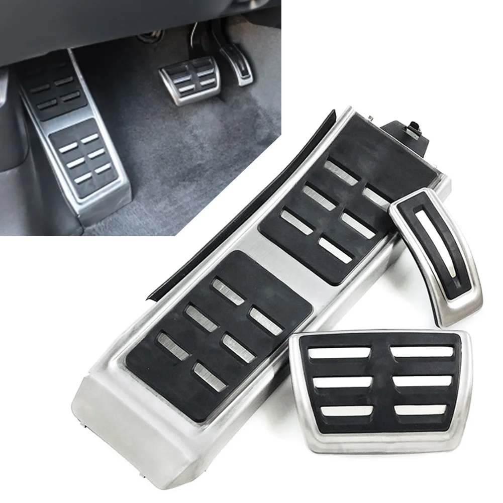 3Pcs/Set LHD Car Foot Rest Brake Gas Pedals Cover Stainless Steel For Audi A4 A5 A6 A7 A8 Q3 Q5