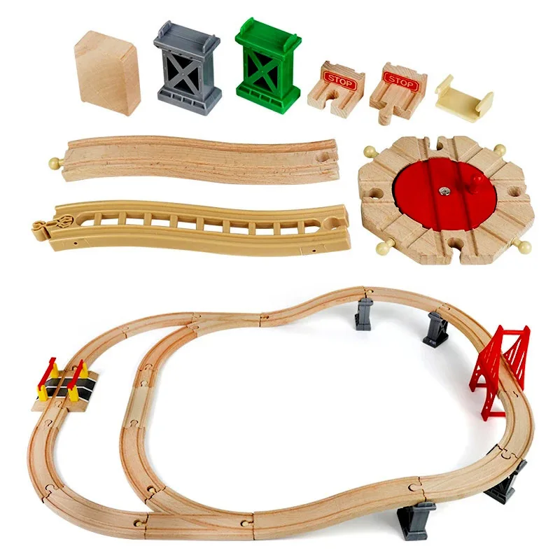 New Wooden Track Accessories Beech Wood Train Track Railway Toys Fit for Biro All Brand Tracks Educational Toys For Children