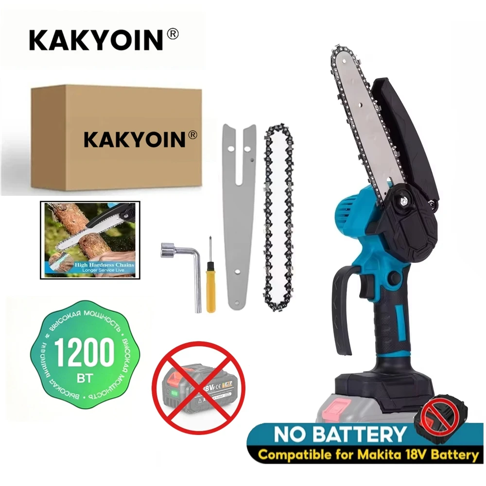 1200W 6 Inch Mini Chainsaw Electric Pruning Saw Cordless Electric Saw Handheld ChainSaw Woodworking Cutting Tool