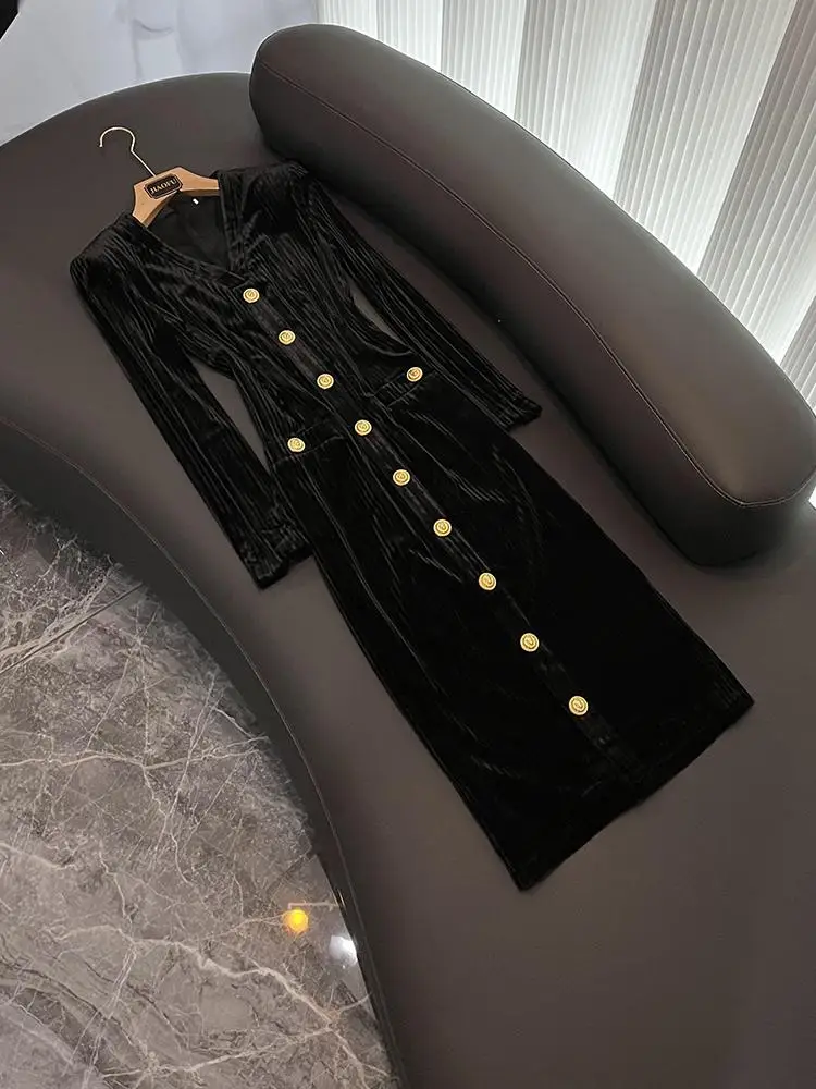

Velvet Long Sve Slimming Long Dr Ba Zipper Skirt Commute Sle Spring Summer Ladies Faion Ci Commuting Dr