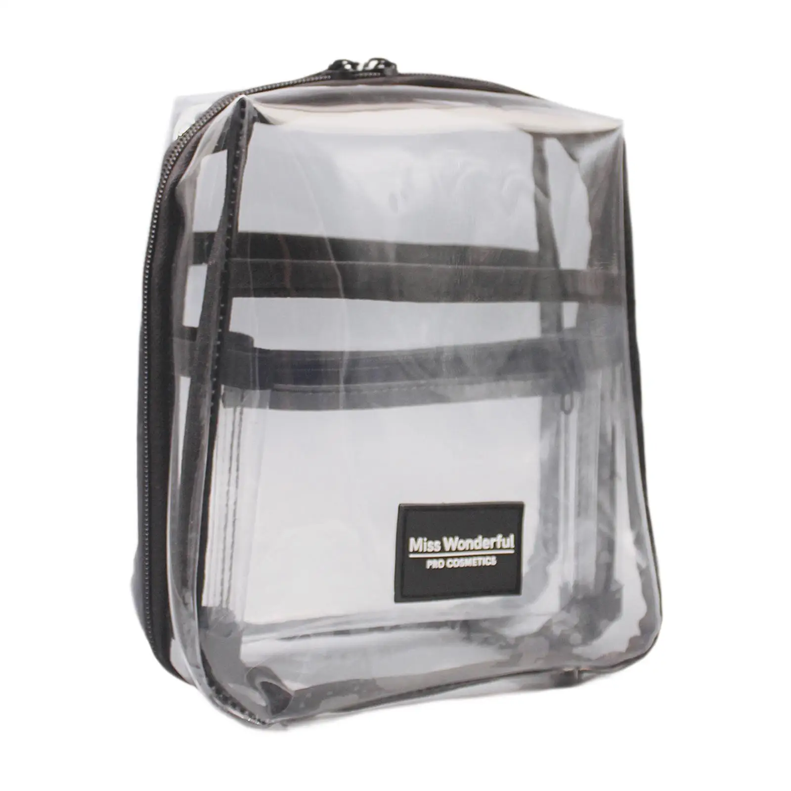 

Transparent Cosmetic Bag Storage Bag 6.7x3x7.4inch with Dual Zipper for Short Trips Accessory Multipurpose Skincare Organizer