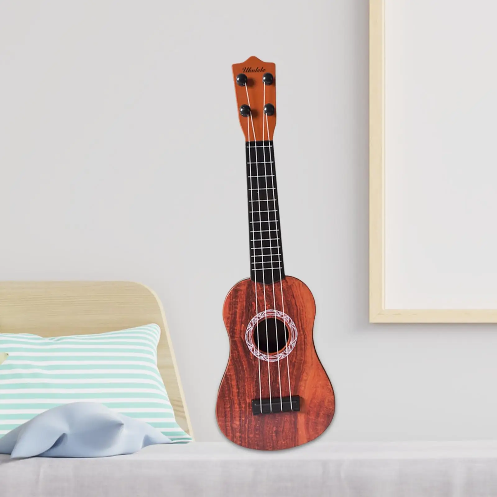 Realistic 21 inch Ukulele Guitar Musical Instrument Toy Strumming Training 4 Strings Soprano Ukulele for Children Kids Beginners