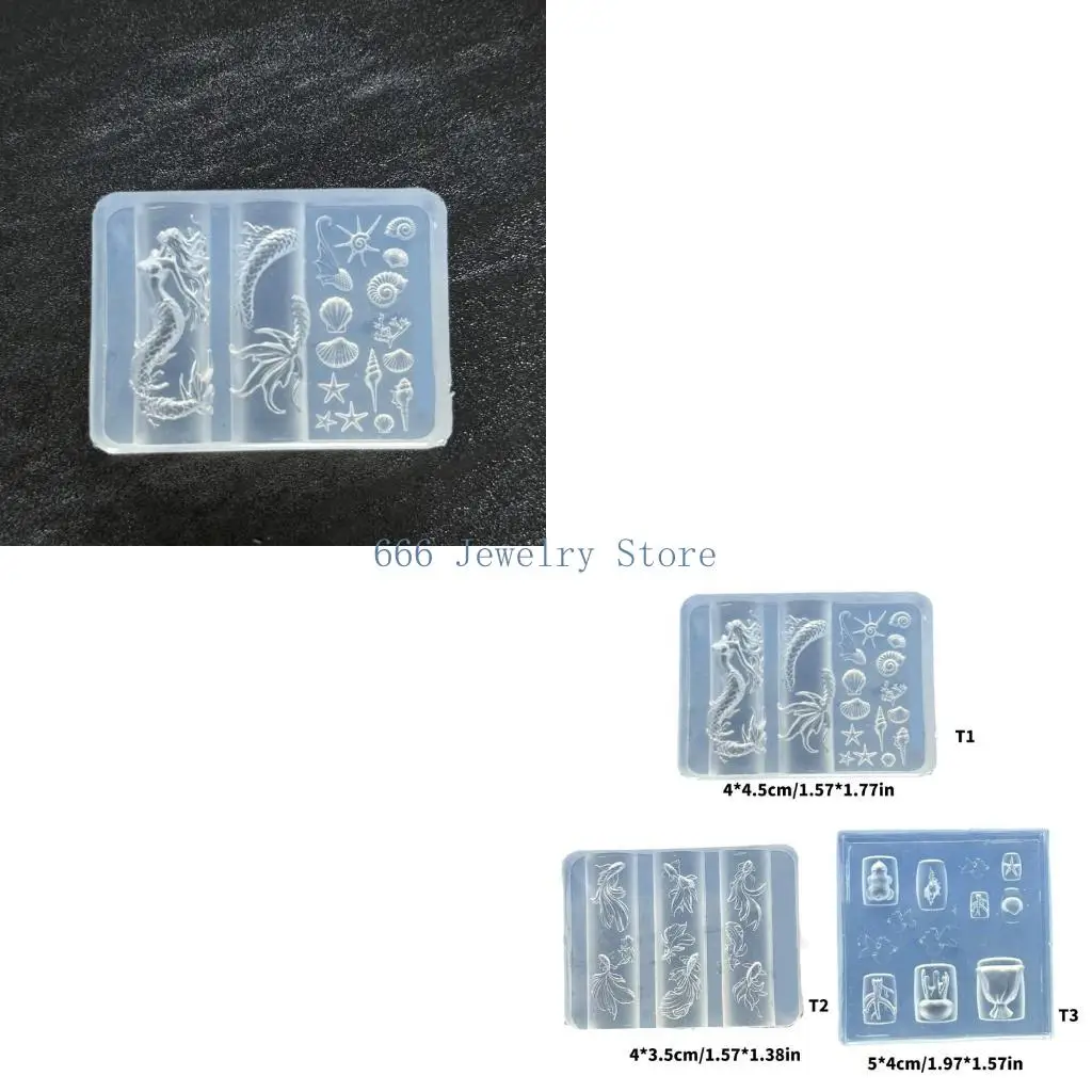 F2TD Silicone Charm Maker Mould With Marine Pattern Quick Release Crafting Tool