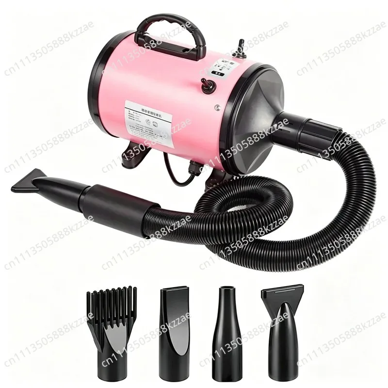NEW-Pet Hair Dryer Adjustable Speed,4 Nozzles & Hose For Dog Grooming, Car Blower, High Power Deshedding Force Dryer EU Plug