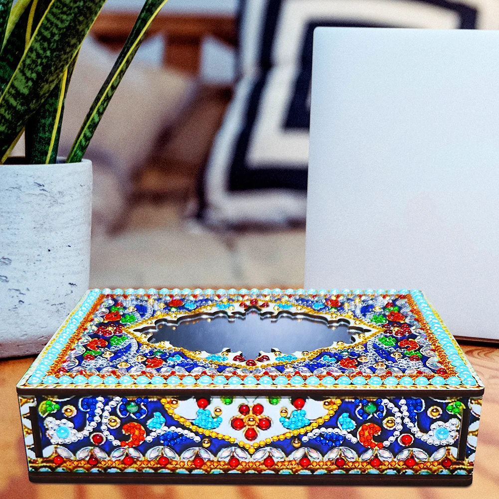 

Special Shaped Bright Drill Diamond Painting Wooden Box Art Crafts DIY Mandala Organizer Case Jewelry Box Containers Mosaic Kits