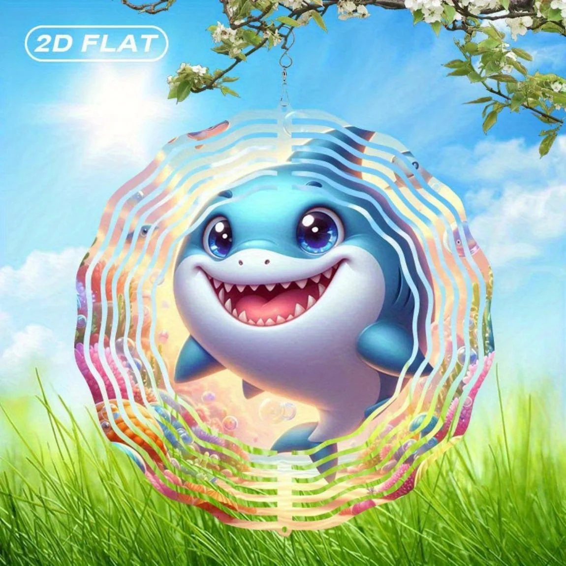 CIFBUY Metal Wind Spinner Bohemian Suncatcher Outdoor Garden Decor 2D Flat Shark Art Yard Ornament for Patio Lawn Landscape