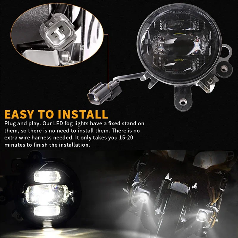 DOT Driving Motorcycle Front  Auxiliary Light Waterproof Passing Lamp LED Fog Lights For Honda Goldwing 1800 GL1800 2012-2017