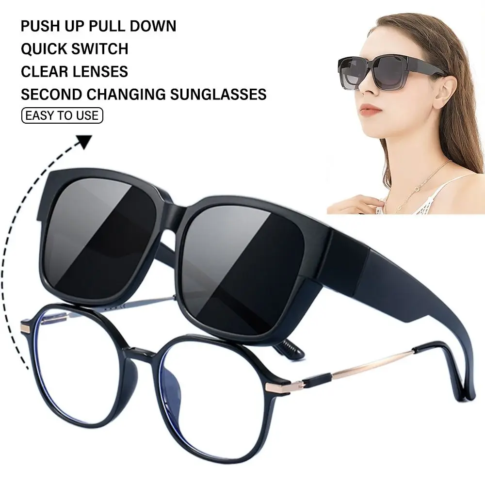 Gafas de sol polarizadas, lentes cuadradas, protección UV400, se pueden usar sobre otros cristales