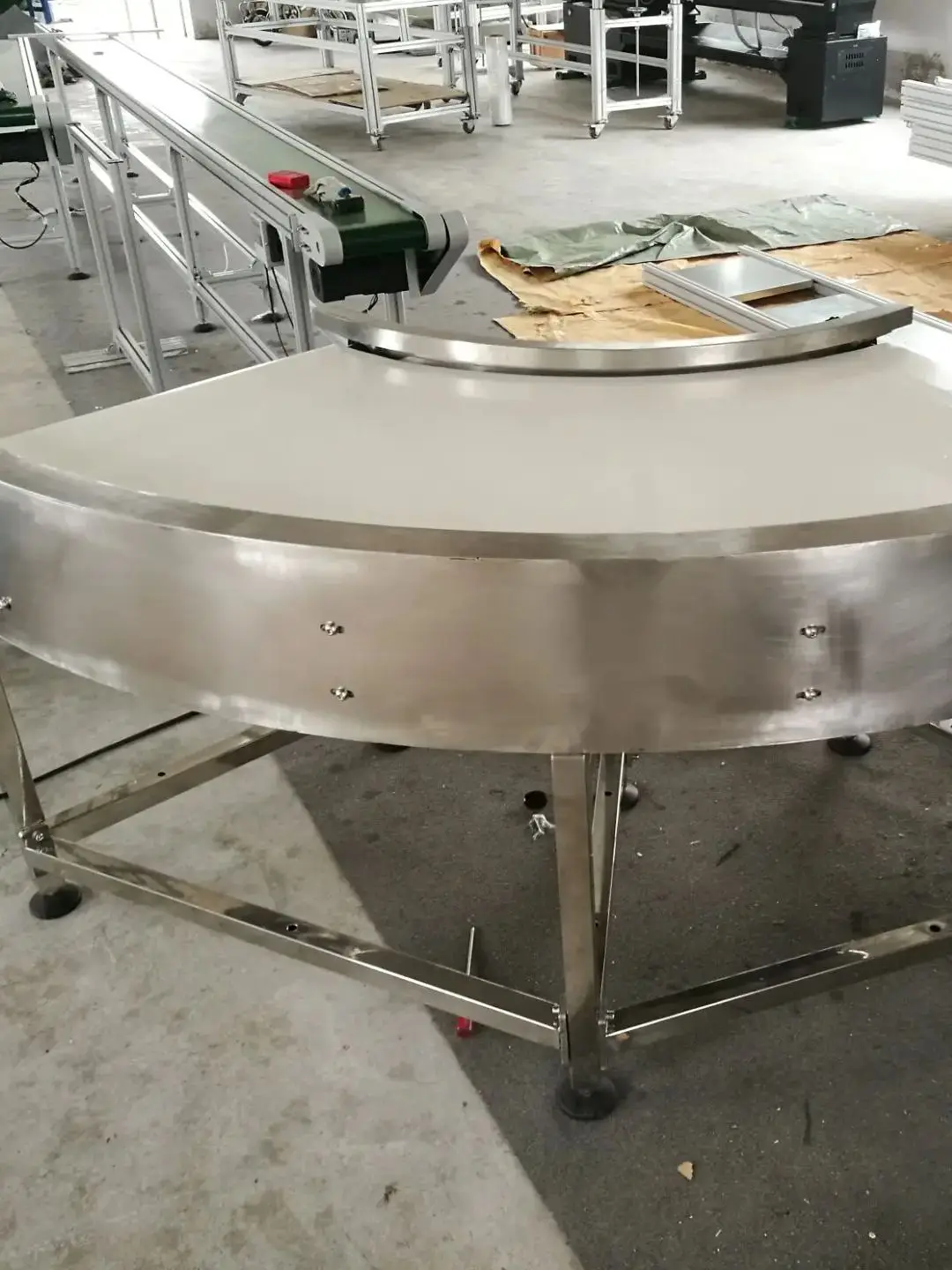 

High Quality Turning Corner Belt Conveyor, Factory Supply 500mm Wide 90 degrees / 180 degrees Compact Conveyor