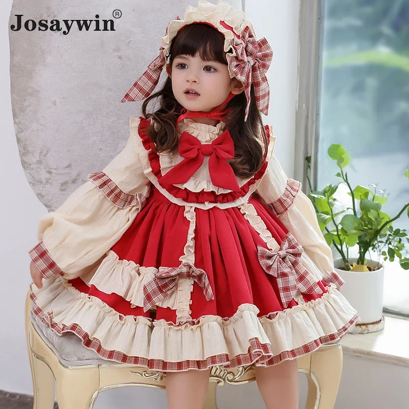 Children Dress for Girls Baby Lolita Girl Cute Summer Wedding Dress Girl Long Sleeve Ball Gown Princess Party Kids Twin Vestidos