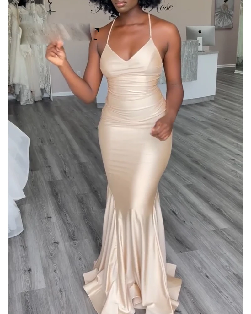 Mermaid Champagne Bridesmaid Dresses Women Wedding Guest Dress Robe Demoiselle D Honneur Femme Customized