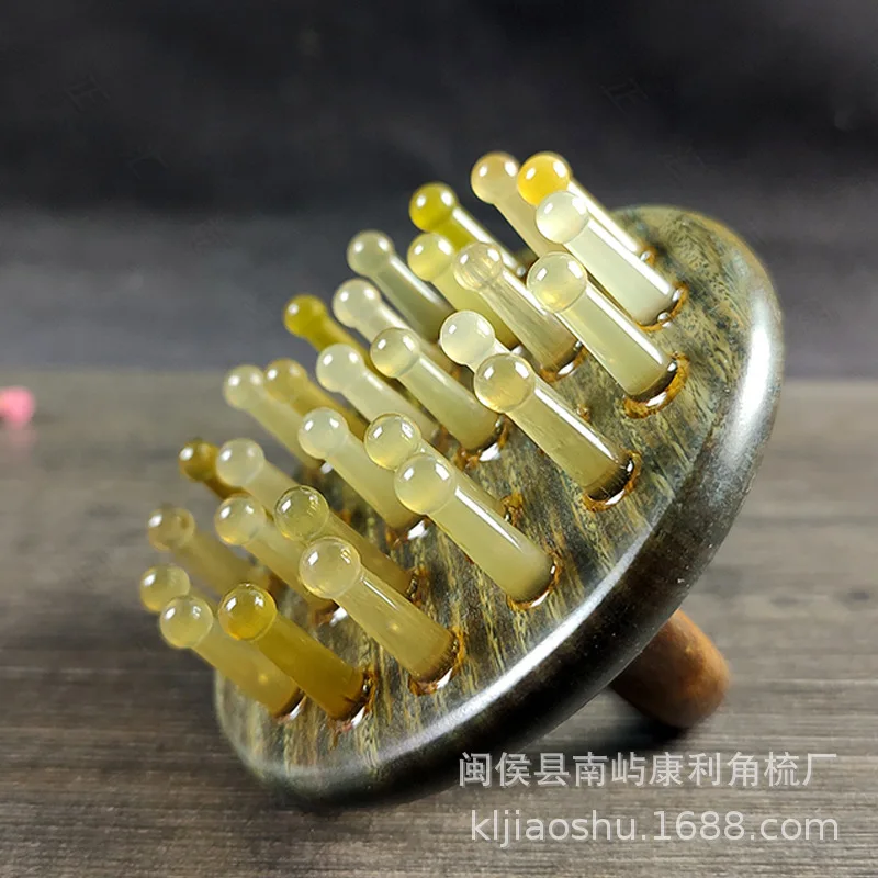 Ring Horn Comb Massage Comb Head Boys and Girls Shampoo Brush Scalp Meridian Comb Household Disc DingTalk Sandalwood