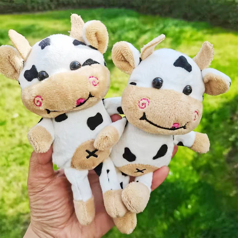 1PCS New Soft Cow Dolls Plush Toy Women Bag Animal Keychain Cute Pendant Decoration Key