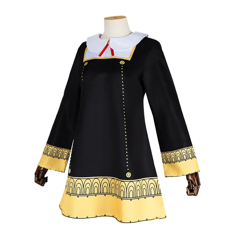 Anya Forger Anime Cosplay Costume pour Adultes et Enfants, Robe Noire, Uniforme Mignonne, Perruque Rose, Spy Family, Bol