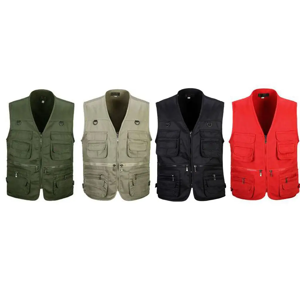 Men's Multi Pocket Zip Vest Hunting Fly Fishing Travel Summer Autumn Outdoor Sport Quick-Dry Waistcoat Jacket XL/XXL/XXXL