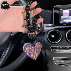 Rhinestone Love Diamond-encrusted Car Key Chain Pendant Microfiber Leather Keychain Bling Auto Styling Car Accessories for Woman