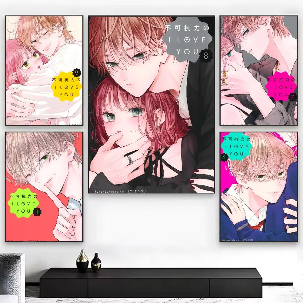 Romantic Song L-love YOU Force Majeure I LOVE YOU Poster Chic Aesthetic Self-Stick Wall Poster Bedroom & Dorm Room Decor