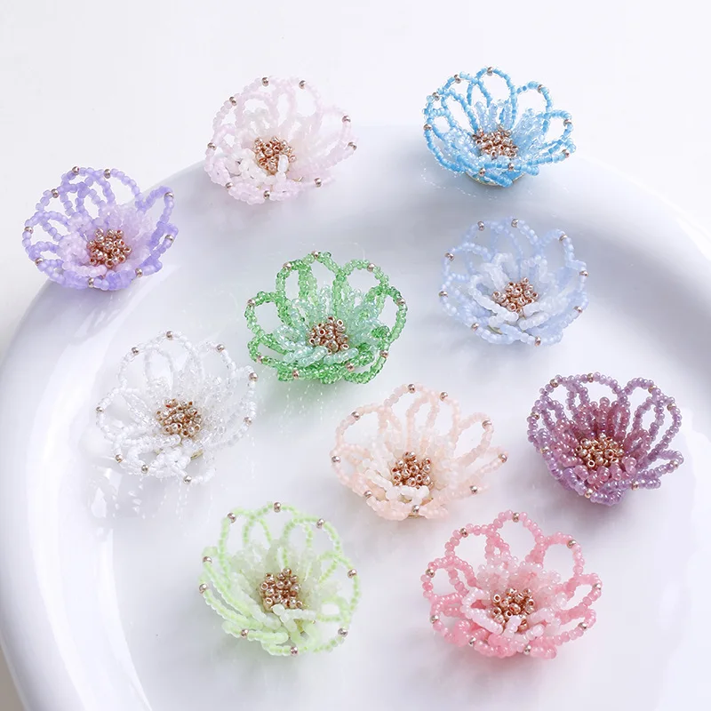 Shoe Charms 1 Piece Colorful Double Layer Hollow Petal Bowl Flower Handmade Beaded Lightweight Sparkly Premium for Clogs DIY